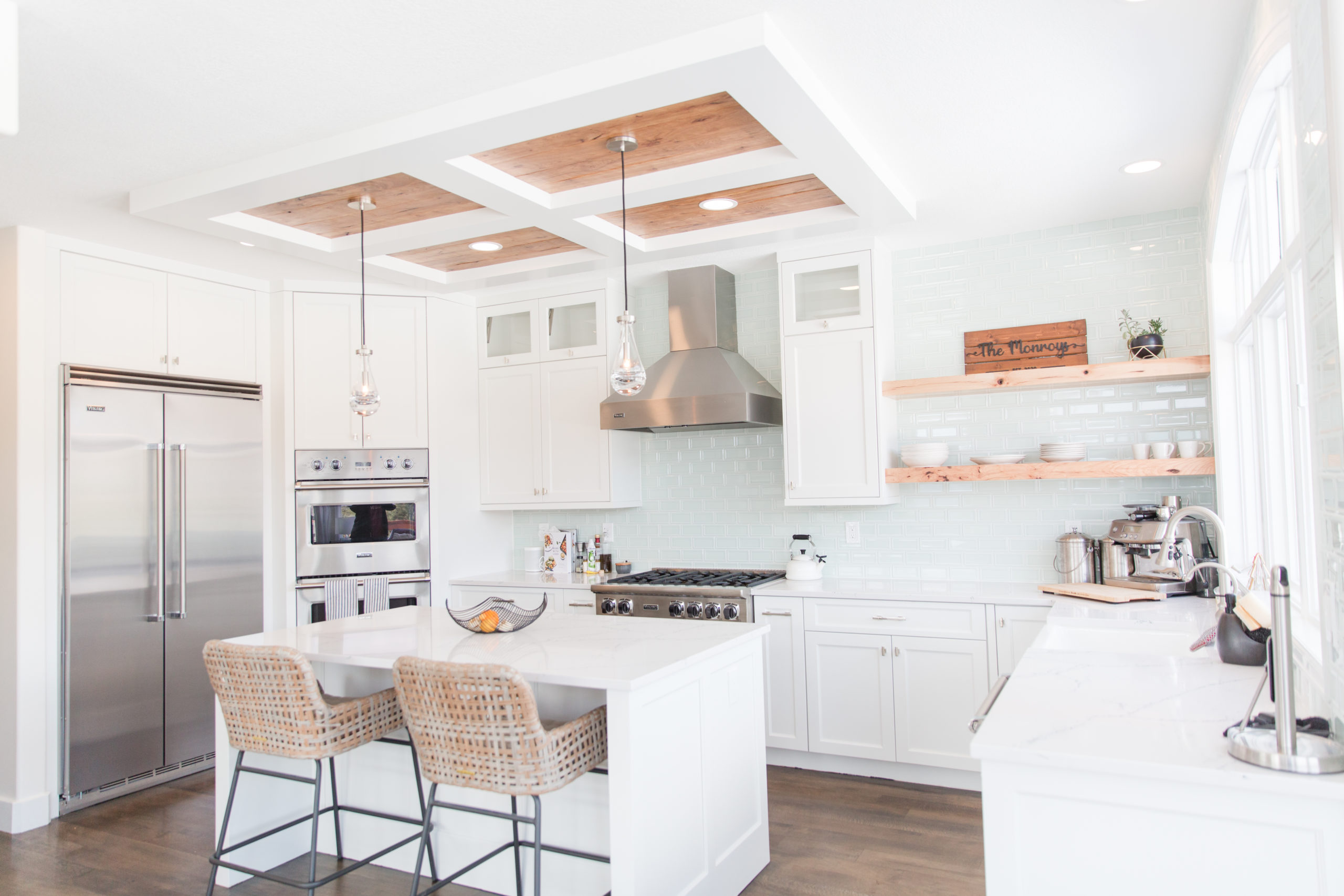 Renovated open concept kitchen with center island